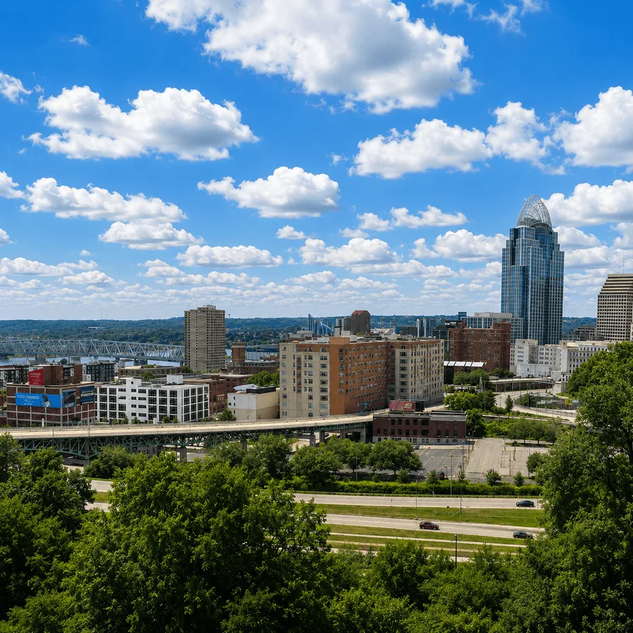 Live Cincinnati Skyline Cam from Mount Adams